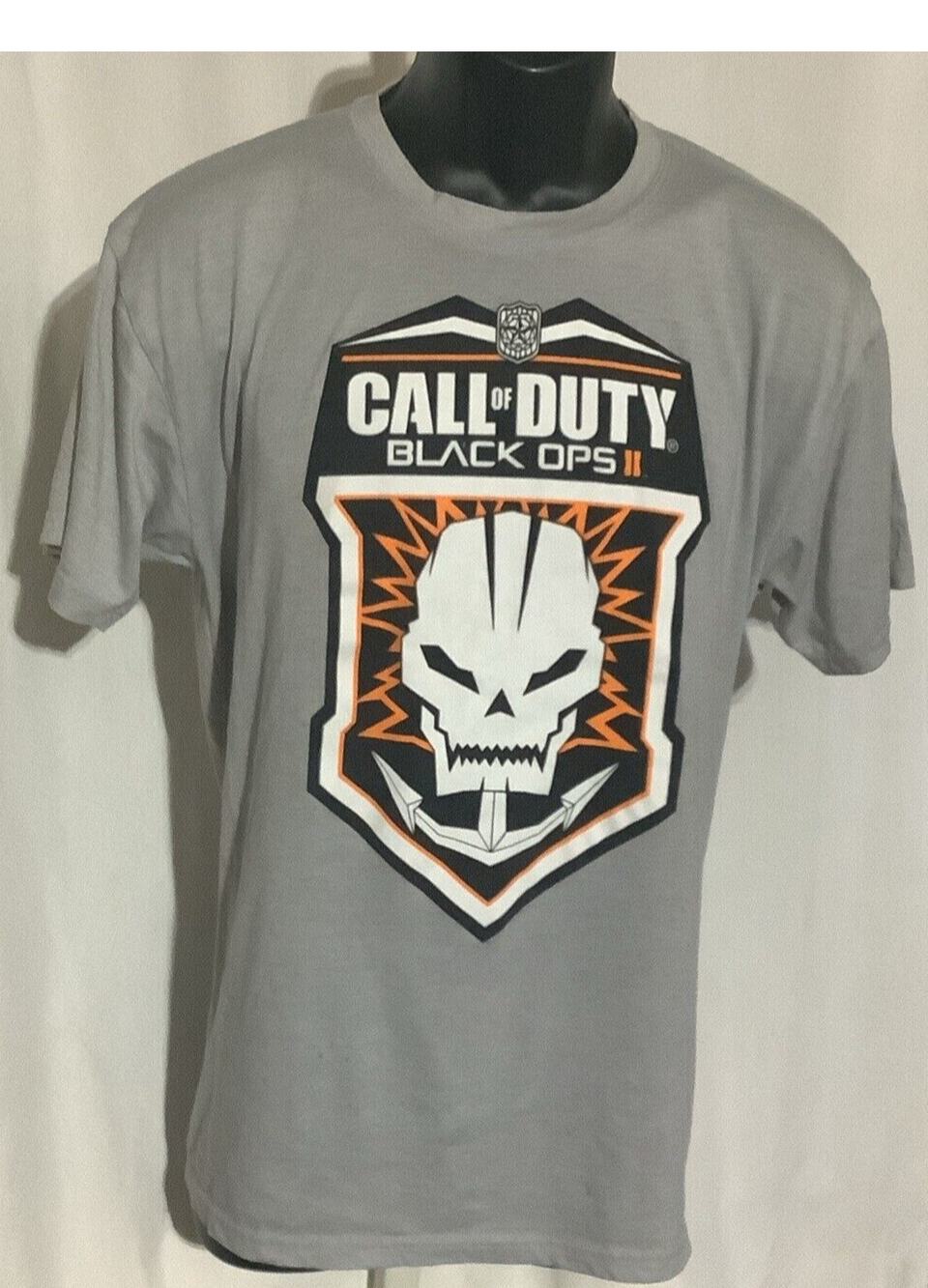 Call of Duty Black Ops II T Shirt Large Gray Skull Graphic Gaming Tee Changes